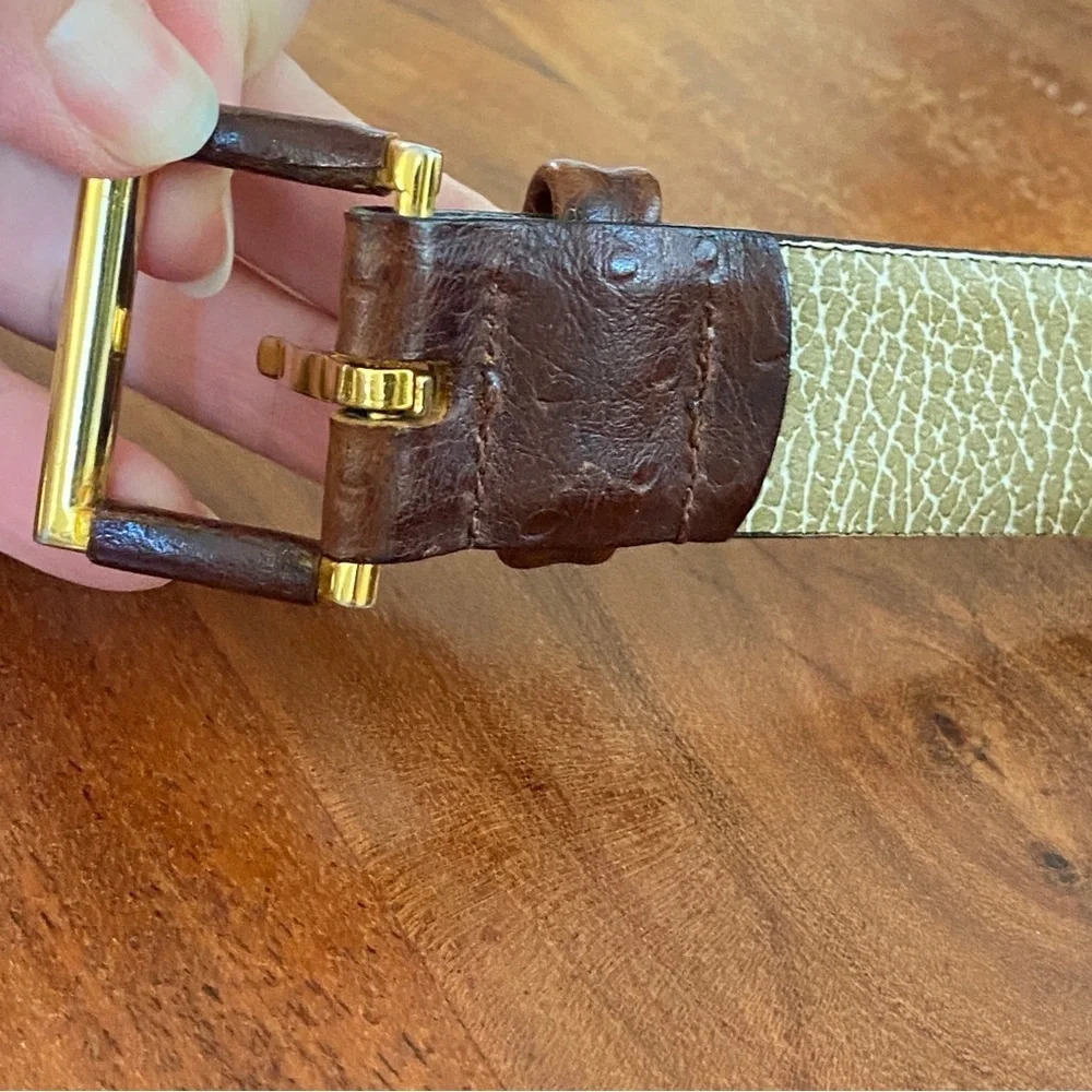 Ostrich Grain Cowhide Belt Made In Canada Size 36 Protocol - Picture 6 of 11
